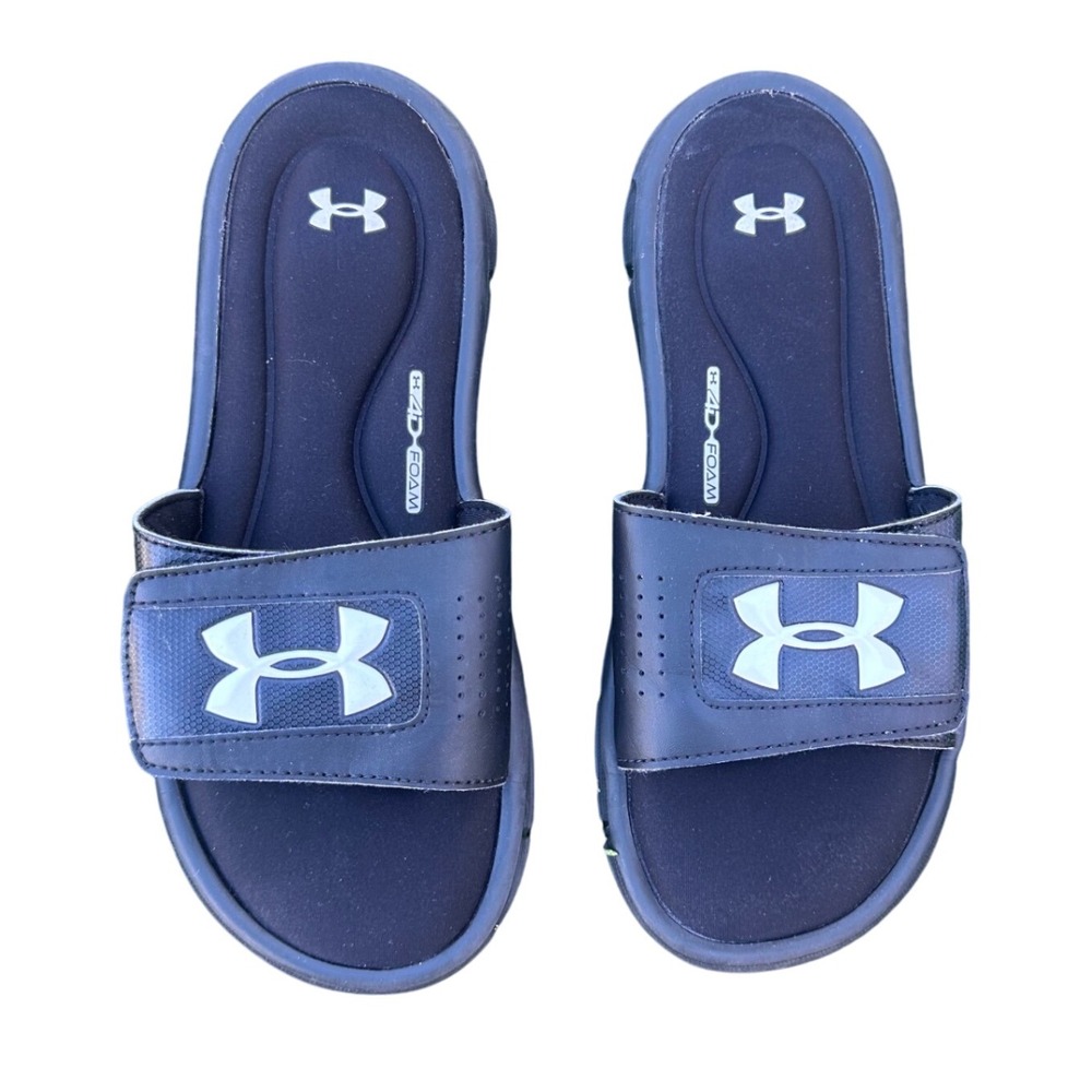 Under‎ Armour Big Kids Ignite V Slide Sandals Size 6Y Black Shoes